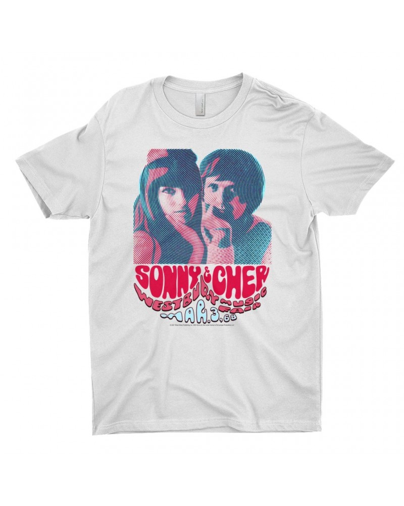 Sonny & Cher T-Shirt | Westbury Music Fair Red Psychedelic Flyer Shirt $10.79 Shirts