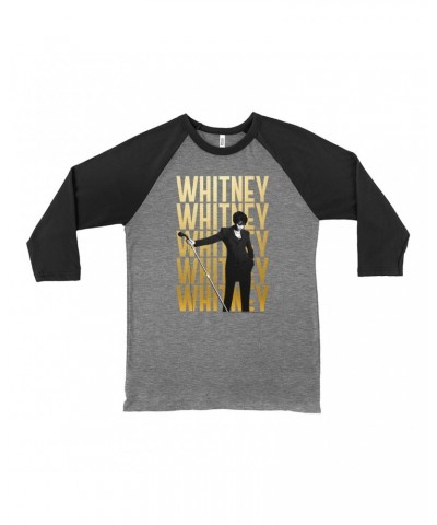 Whitney Houston 3/4 Sleeve Baseball Tee | Whitney Whitney Whitney On Stage Design Shirt $6.26 Shirts