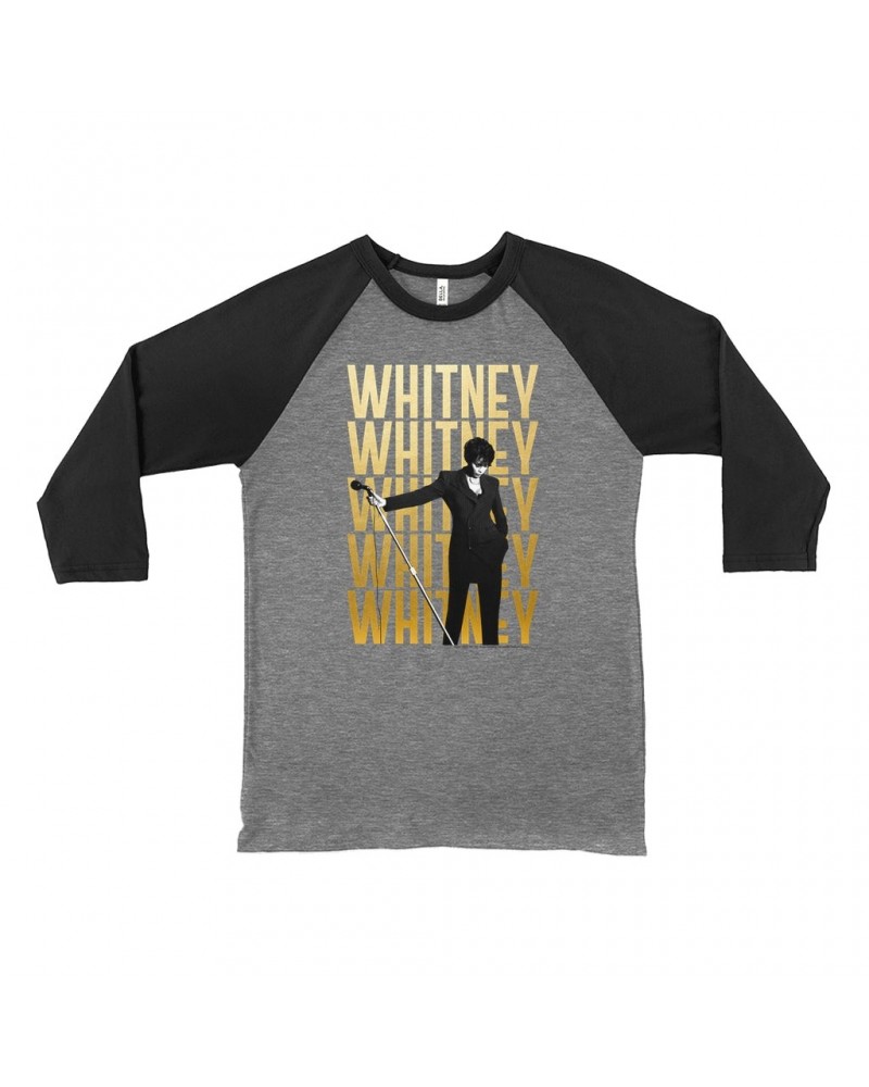 Whitney Houston 3/4 Sleeve Baseball Tee | Whitney Whitney Whitney On Stage Design Shirt $6.26 Shirts