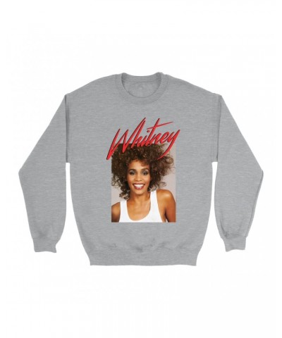 Whitney Houston Sweatshirt | 1987 Photo And Red Logo Image Sweatshirt $8.39 Sweatshirts