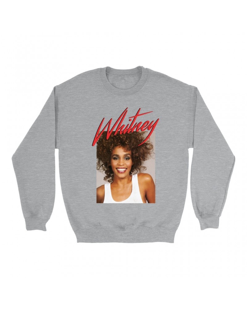 Whitney Houston Sweatshirt | 1987 Photo And Red Logo Image Sweatshirt $8.39 Sweatshirts