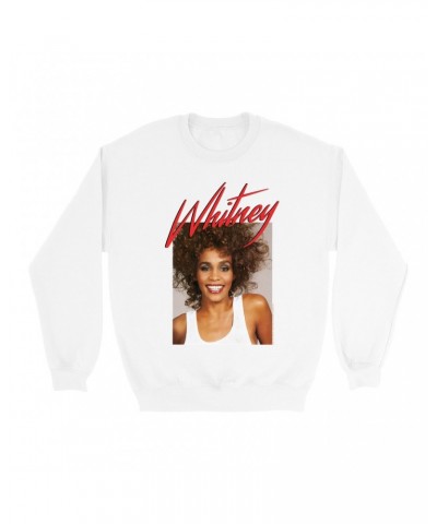 Whitney Houston Sweatshirt | 1987 Photo And Red Logo Image Sweatshirt $8.39 Sweatshirts