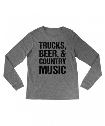 Music Life Heather Long Sleeve Shirt | Trucks Beer Country Music Shirt $8.21 Shirts