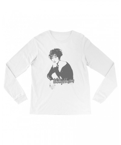 Whitney Houston Long Sleeve Shirt | 1990 Photo In Shadow Design Shirt $5.69 Shirts