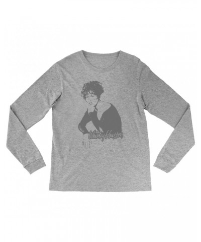 Whitney Houston Long Sleeve Shirt | 1990 Photo In Shadow Design Shirt $5.69 Shirts