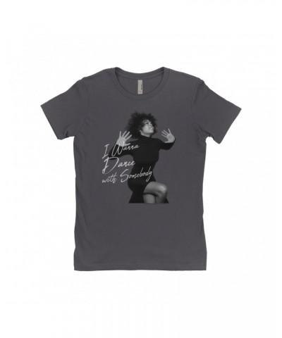 Whitney Houston Ladies' Boyfriend T-Shirt | I Wanna Dance With Somebody Script Design Shirt $7.59 Shirts