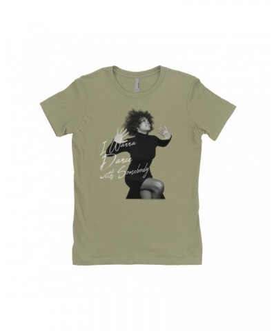 Whitney Houston Ladies' Boyfriend T-Shirt | I Wanna Dance With Somebody Script Design Shirt $7.59 Shirts