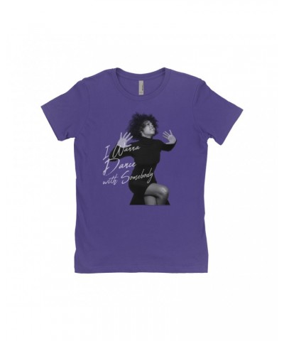 Whitney Houston Ladies' Boyfriend T-Shirt | I Wanna Dance With Somebody Script Design Shirt $7.59 Shirts