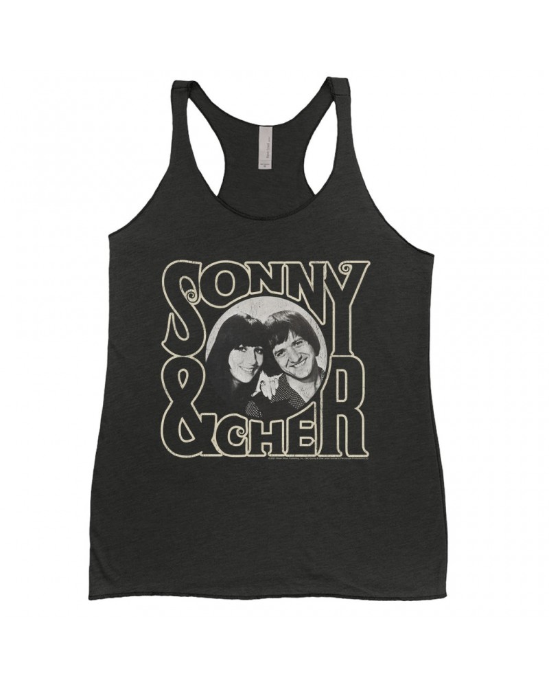 Sonny & Cher Ladies' Tank Top | Retro Logo And Photo Distressed Shirt $9.22 Shirts