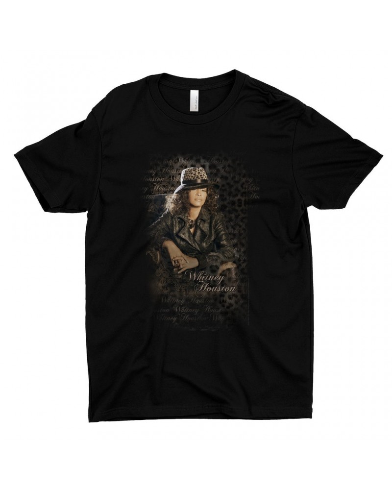 Whitney Houston T-Shirt | Whitney Leopard Hat Photo Design Distressed Shirt $9.45 Shirts