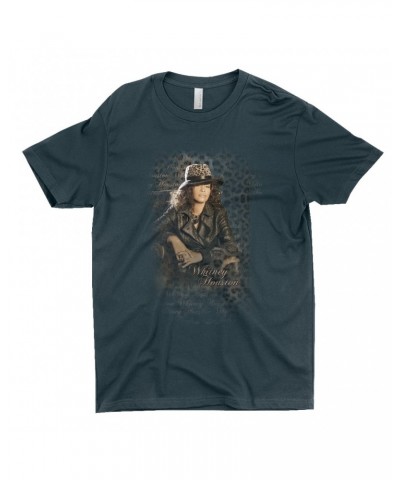 Whitney Houston T-Shirt | Whitney Leopard Hat Photo Design Distressed Shirt $9.45 Shirts