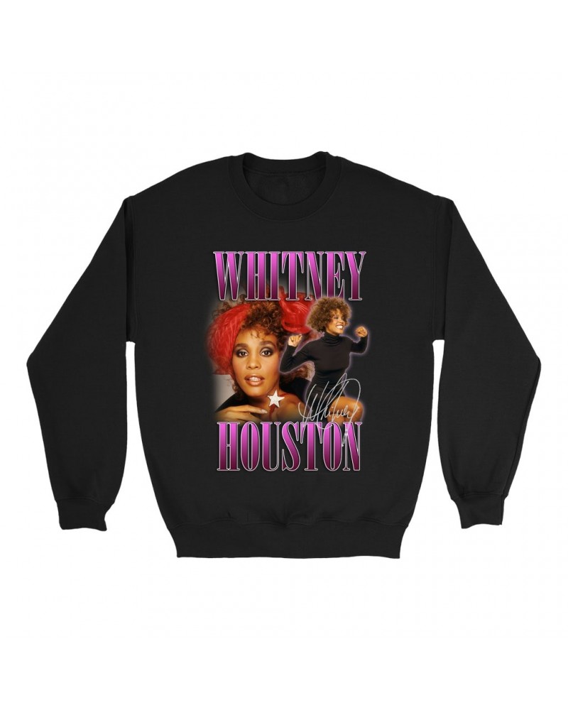 Whitney Houston Sweatshirt | Purple Collage Design Sweatshirt $4.47 Sweatshirts