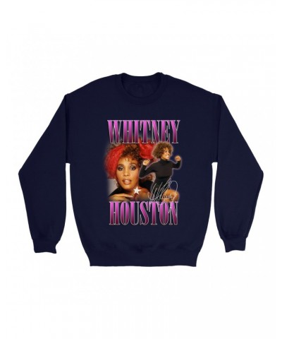 Whitney Houston Sweatshirt | Purple Collage Design Sweatshirt $4.47 Sweatshirts