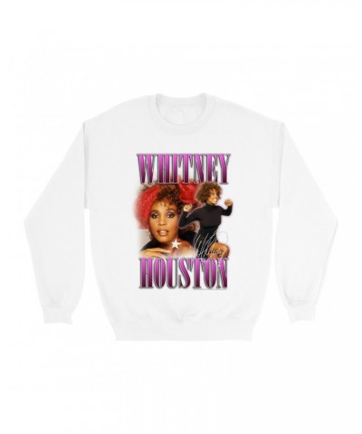 Whitney Houston Sweatshirt | Purple Collage Design Sweatshirt $4.47 Sweatshirts